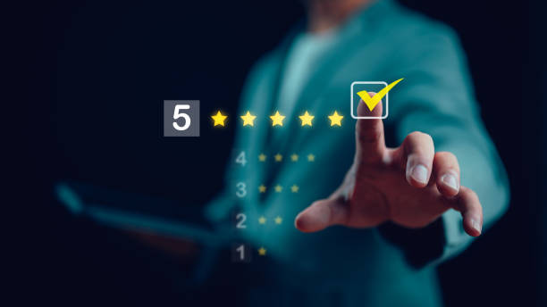 istock Customer Satisfaction Survey concept, 5-star satisfaction, service experience rating online application, customer evaluation product service quality, satisfaction feedback review, good quality most. 1836798752