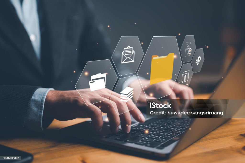 Dms Folder Folder Document Management System Dms Open File Folder With Flying ...
