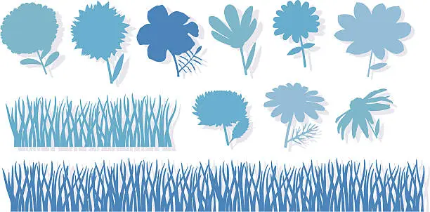 Vector illustration of Flower- and Grasslandshapes.