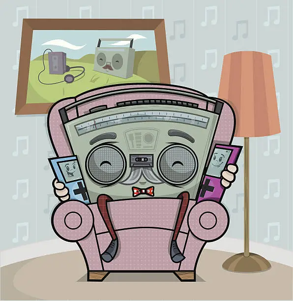 Vector illustration of Grandpa Radio