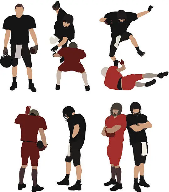 Vector illustration of American football players in action
