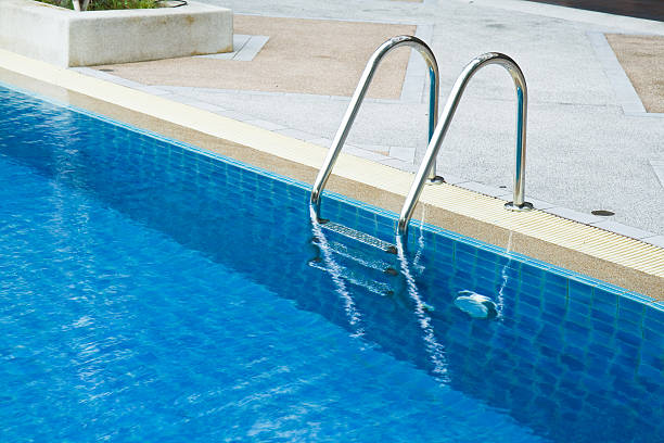 istock Grab bars ladder in  swimming pool 183680810