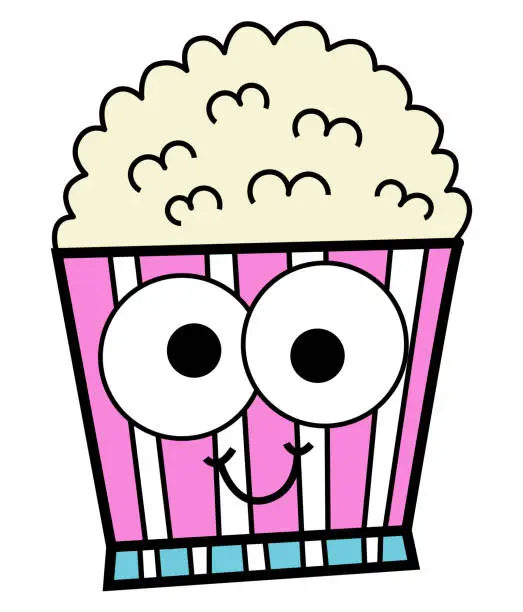 Vector illustration of Funny popcorn cartoon illustration