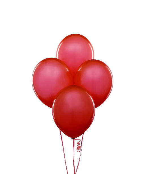 istock Red flying balloons on a white background 183683179