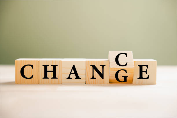 istock Flipping wooden cube block for Change to Chance 1836866277