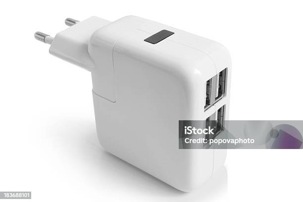 Elektryczne Porty Usb Adapter - zdjęcia stockowe i więcej obrazów Bez ludzi - Bez ludzi, Białe tło, Biały