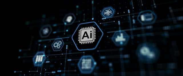 AI Artificial Intelligence abstract background concept. Technology learning.