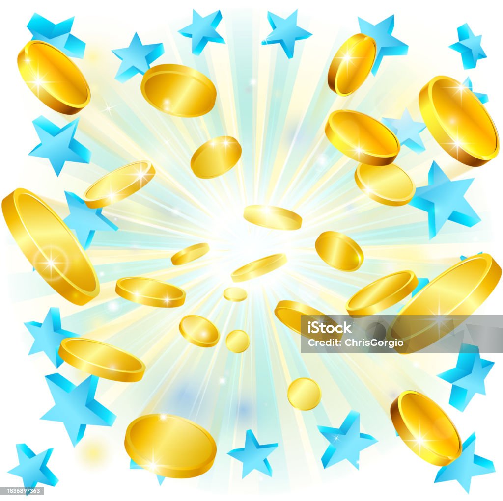 Gift Coin Exploding Gold Flying Coins Money Exploding Jackpot Concept Stock Illustration ...