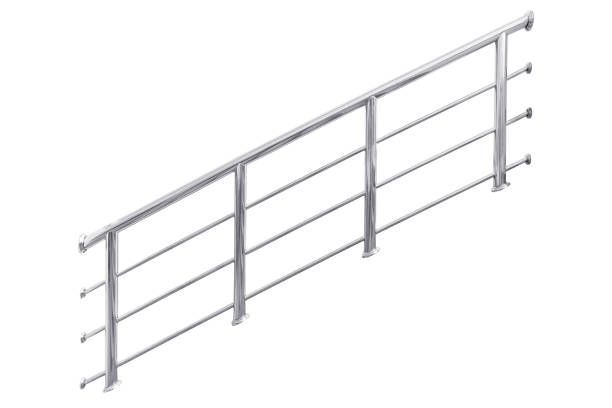 istock Stainless steel staircase railing incline isolated on white background work with clipping path 1836901532