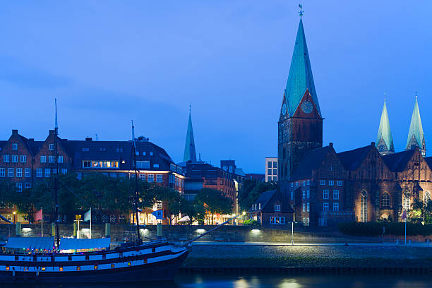 istock Cityscape of night Bremen in summer 183690498