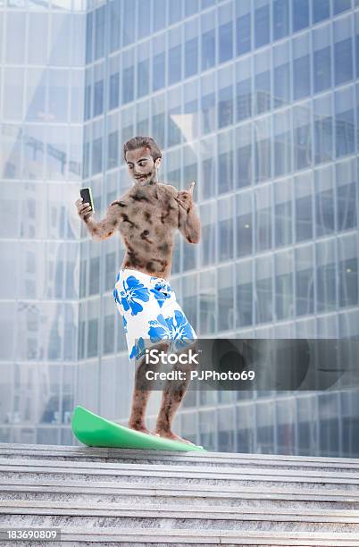 Young Zombie Surf With Smart Phone Outside Office Stock Photo - Download Image Now - Office, Backgrounds, Business
