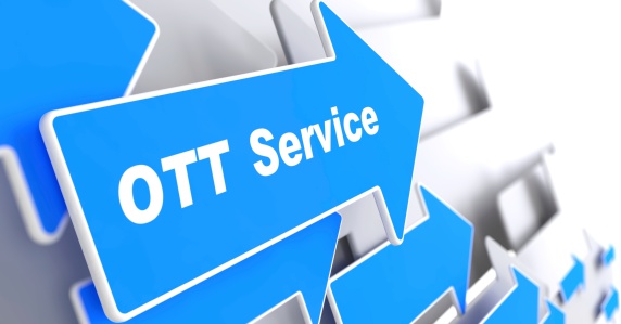OTT Service. Information Technology Concept. Blue Arrow with \