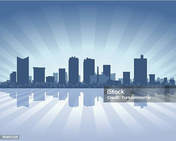 Fort Worth Blue City Skyline Silhouette Stock Illustration - Download Image Now - Fort Worth, Texas, Urban Skyline