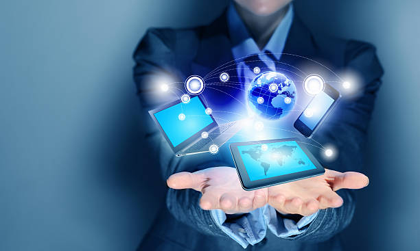 istock Man with a global communication concept in his hands 183693639