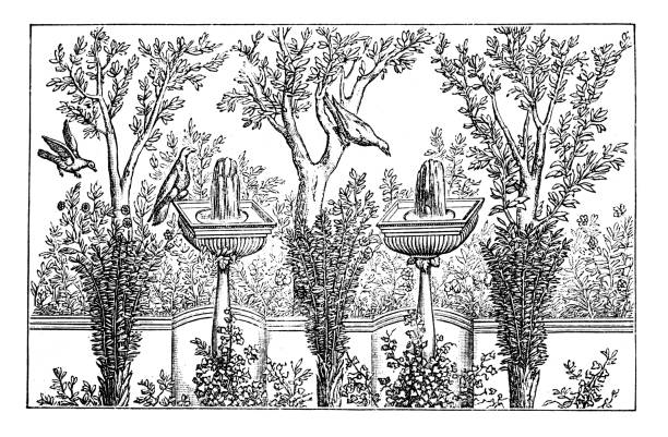 Ancient Roman wall painting depicting a garden