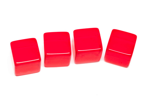 4 red cubes isolated on white.  Put any number, year, any alphabet, name or symbol that you like.