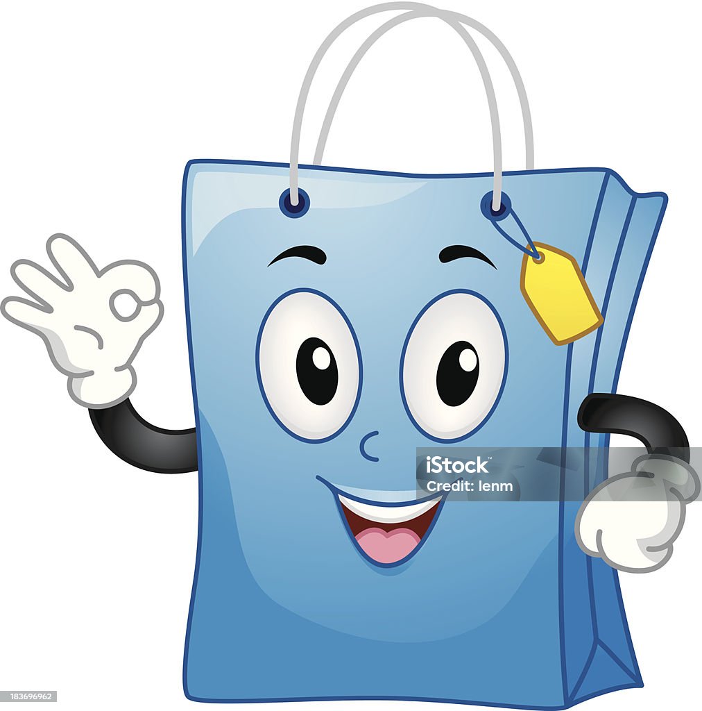 Bolsa de la compra Mascot - arte vectorial de Antropomórfico libre de derechos