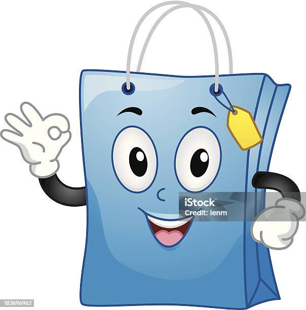 Ilustración de Bolsa De La Compra Mascot y más Vectores Libres de Derechos de Antropomórfico - Antropomórfico, Bolsa de la compra, Bolsa de papel