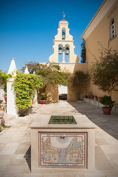 istock Courtyard of monastery in Paleokastritsa, Corfu, Greece 183700487
