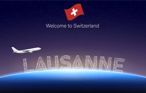Vector illustration of Welcome to Lausanne  of  Switzerland