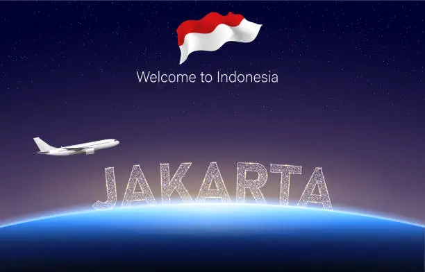 Vector illustration of Welcome to Jakarta of  Indonesia