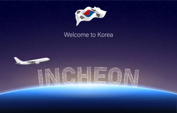 Vector illustration of Welcome to Incheon of  Korea