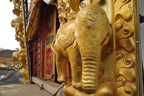 Golden statue of the elephant stock photo