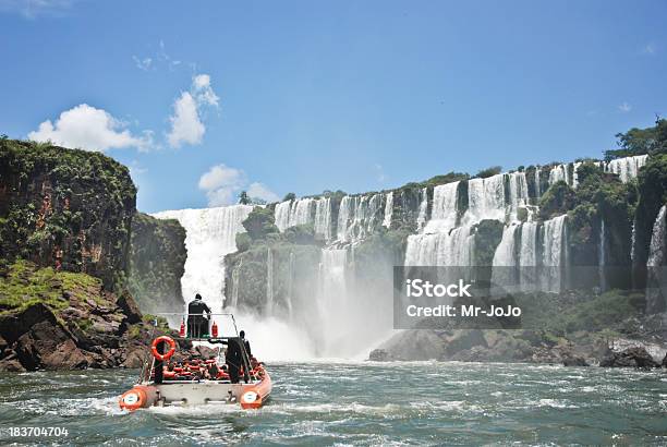 Boat Approaching Iguazu Falls Stock Photo - Download Image Now - Iguacu Falls, Iguacu River, Iguacu National Park