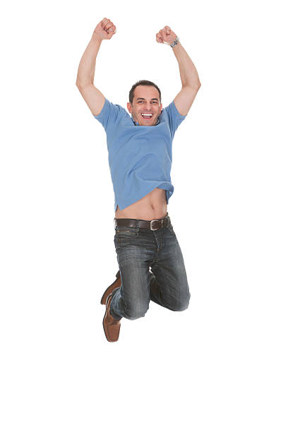 istock Portrait Of Man With Arm Raised 183705394