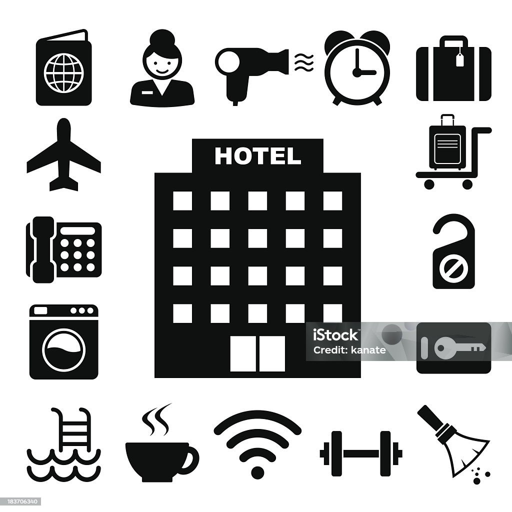 Hotel and travel icon set Illustration eps10 Airplane stock vector