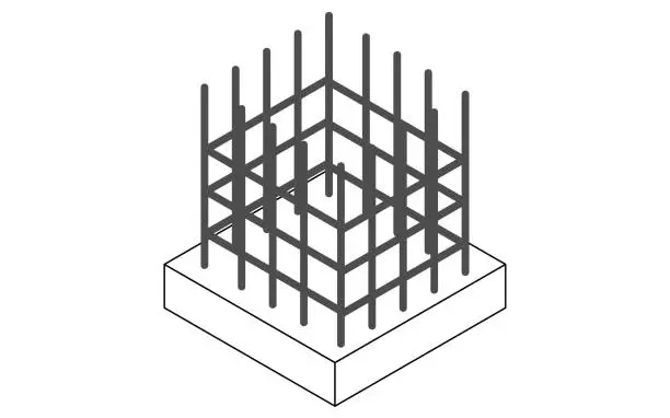 Vector illustration of Illustrative illustration of building structure, isometric illustration of reinforced concrete (RC)