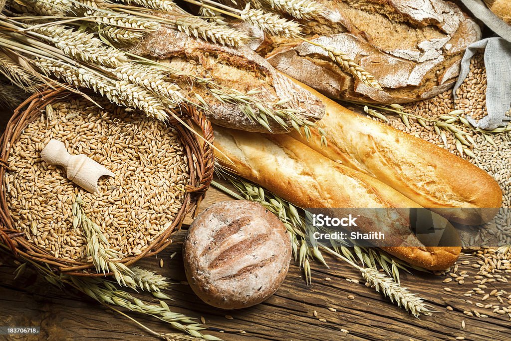 Various kinds of fresh baked bread with grain Various kinds of fresh baked bread with grain. Abundance Stock Photo