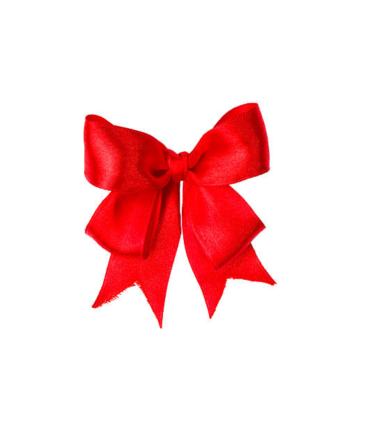 istock Red satin gift bow. Tape. Isolated on white 183709034