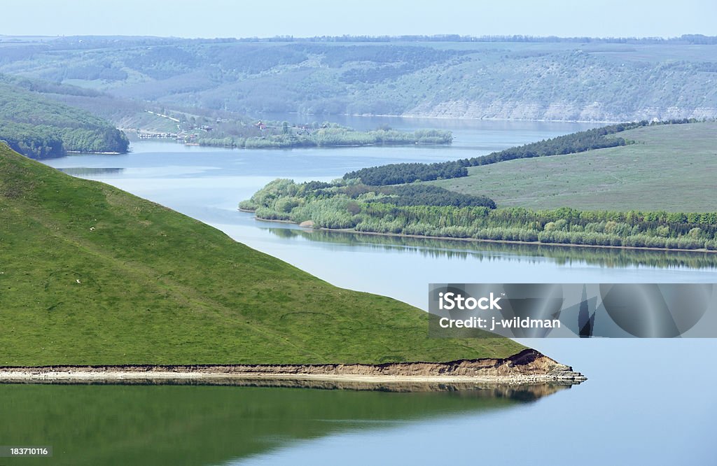 Bakota spring view (Ukraine) Bakota ( is a historic submerged settlement) evening misty spring view ( Khmelnytskyi Oblast, Ukraine) Fog Stock Photo