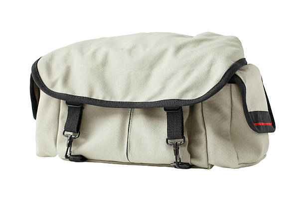 istock Gray canvas shoulder bag isolated on white background 183710320