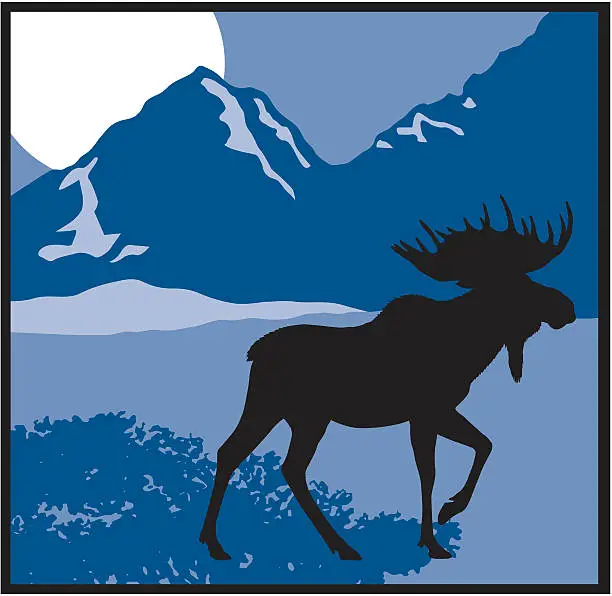 Vector illustration of Moose Silhouette