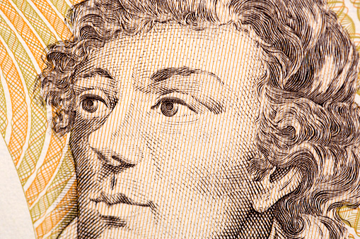 Tadeusz Kosciuszko a closeup portrait from old Polish money - Zloty