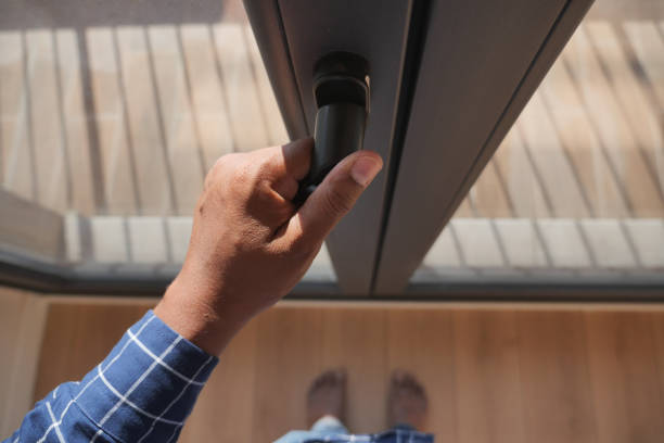 istock hand open gray plastic pvc window at home at early morning 1837174186