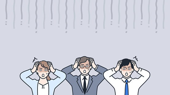 Simple vector illustration material of three shocked office workers