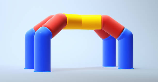 istock Inflatable or Plastic Colored Arch on Four Support. Advertising Arch Template. 1837244637