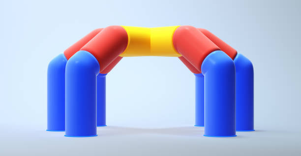istock Inflatable or Plastic Colored Arch on Six Support. Advertising Arch Template. 1837273395