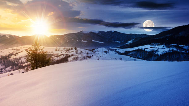 mountainous winter landscape in morning light