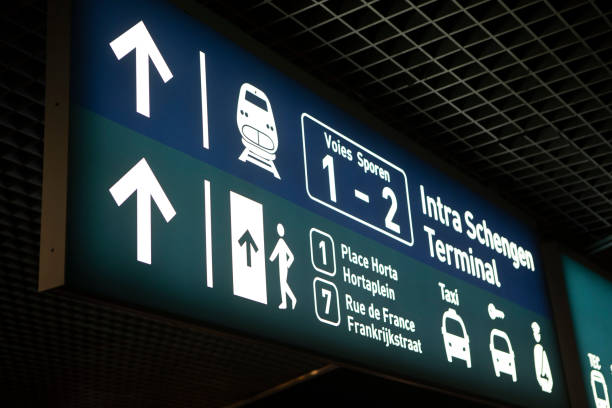 istock Illuminated transport information sign 1837315407