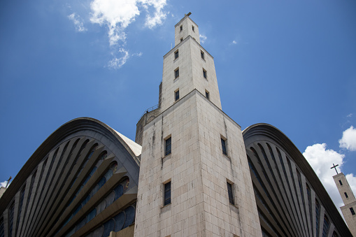 Beautiful metropolitan cathedral in a public square in the city of Ponta Grossa Paraná Brazil