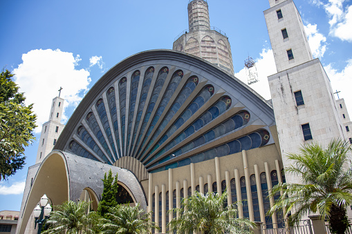 Beautiful metropolitan cathedral in a public square in the city of Ponta Grossa Paraná Brazil