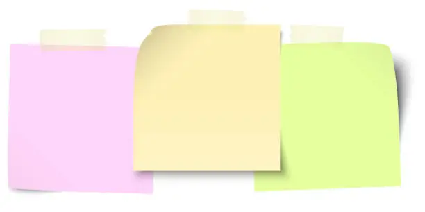Vector illustration of sticky notes with colored adhesive tape
