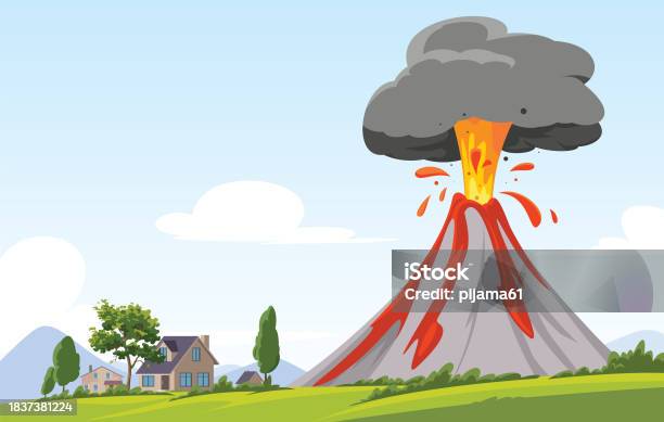Irruption Cartoon Volcano Eruption Disaster Stock Illustration - Download Image Now ...