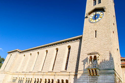 Perth, Australia - April 18, 2022: Winthrop Hall and Clock Tower at the University of Western Australia