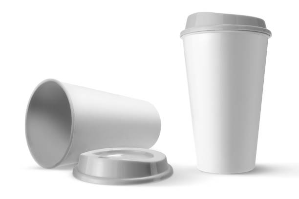istock White cups of coffee mock up on white background. Template for mockup. 1837400387