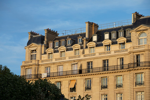 Paris, beautiful building in the center, typical parisian facade, place du Pantheon